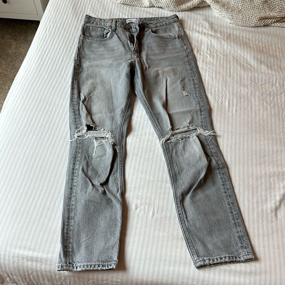 Zara grey ripped jeans